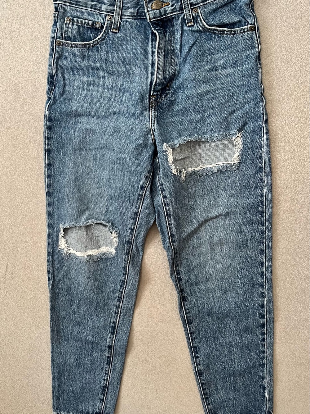 Levi's Light Blue Distressed Mom Jeans